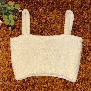 Chic Cream Women's Fuzzy Crop Top